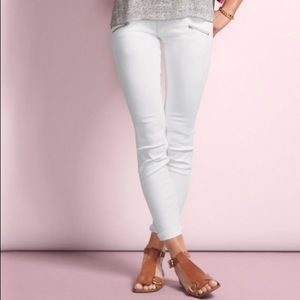 White denim. zip skinny cabi!